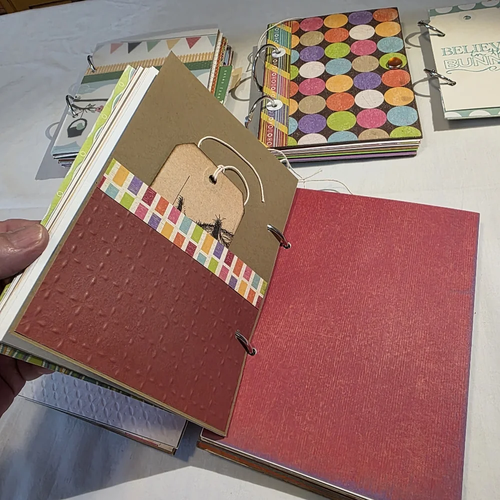 Handmade Colorful Scrapbook Art Junk Journals Set Of 4 Trendy Vintage Look NEW